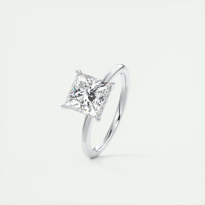 2.08 CT Princess Solitaire Hidden Halo Moissanite Engagement Ring 4