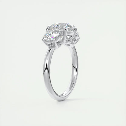 2 CT Round Three Stone CVD F/VS1 Diamond Engagement Ring 6