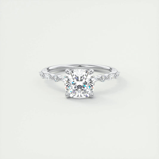 2.15 CT Cushion Cut Solitaire Pave Moissanite Engagement Ring 1