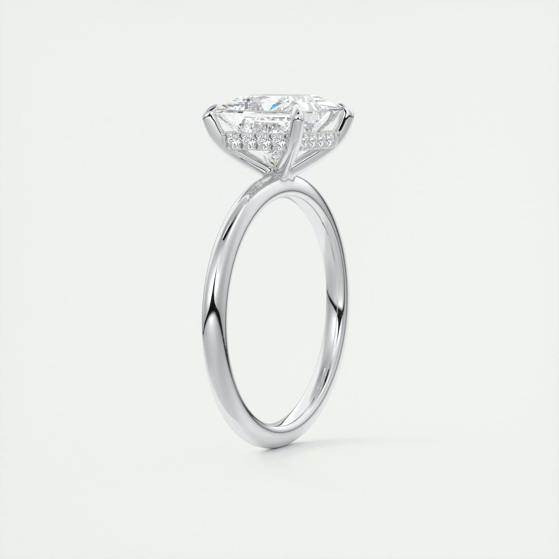 2.08 CT Princess Solitaire Hidden Halo Moissanite Engagement Ring 6