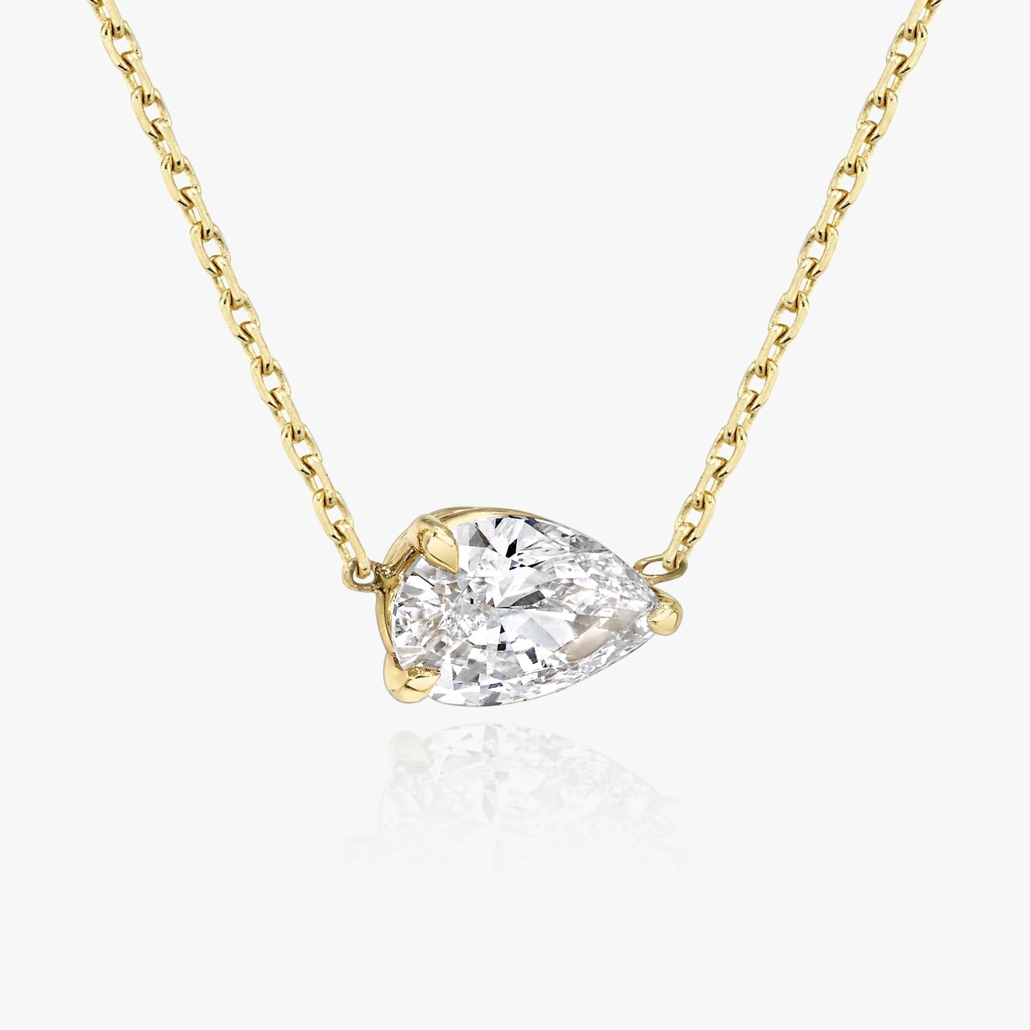 0.25 CT-1.0 CT Pear Solitaire CVD F/VS Diamond Necklace 4