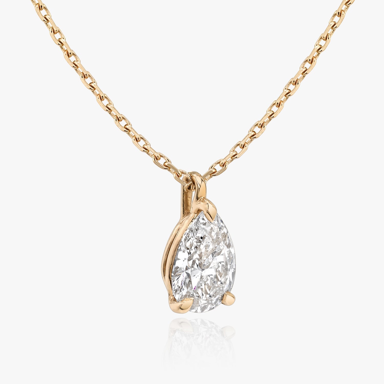 0.25 CT-1.0 CT Pear Solitaire CVD F/VS Diamond Necklace 5