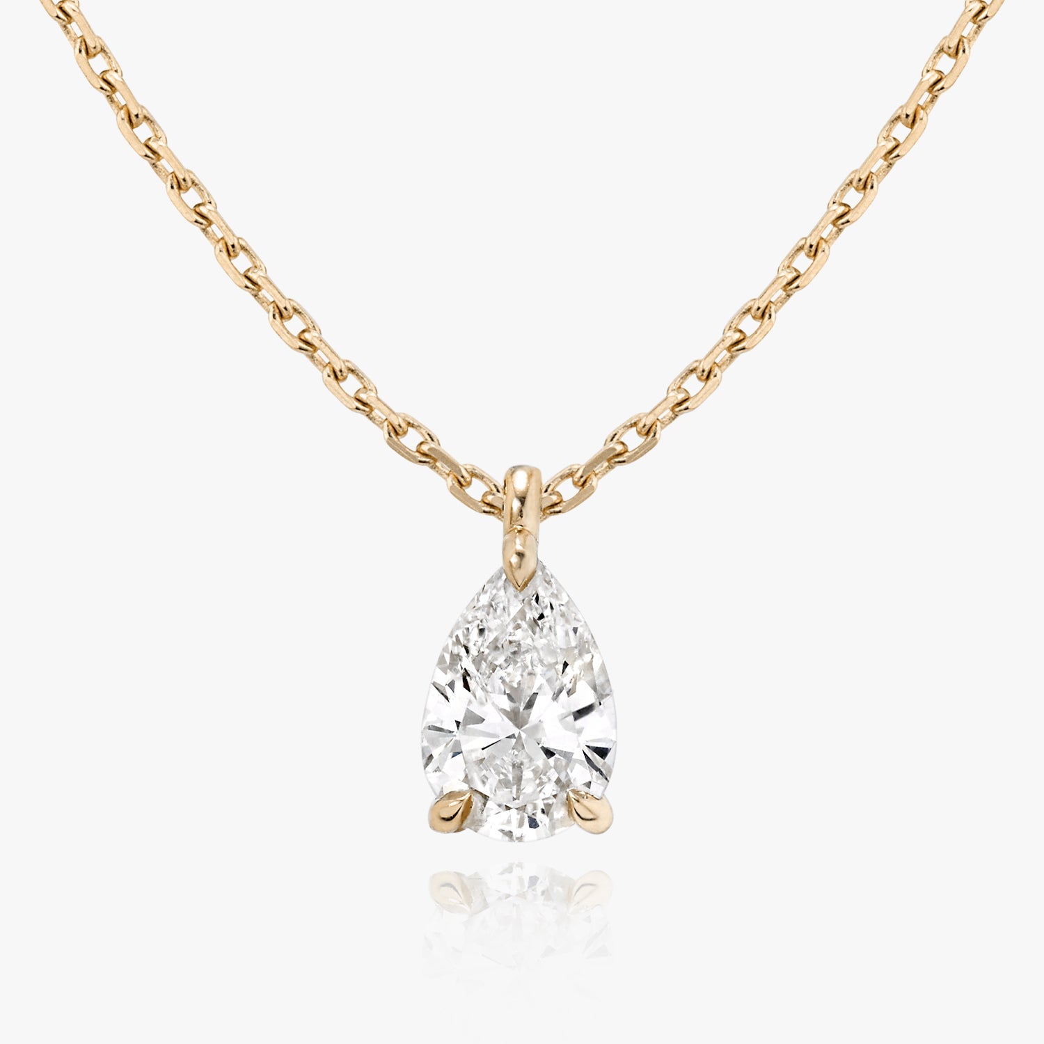 0.25 CT-1.0 CT Pear Solitaire CVD F/VS Diamond Necklace 4