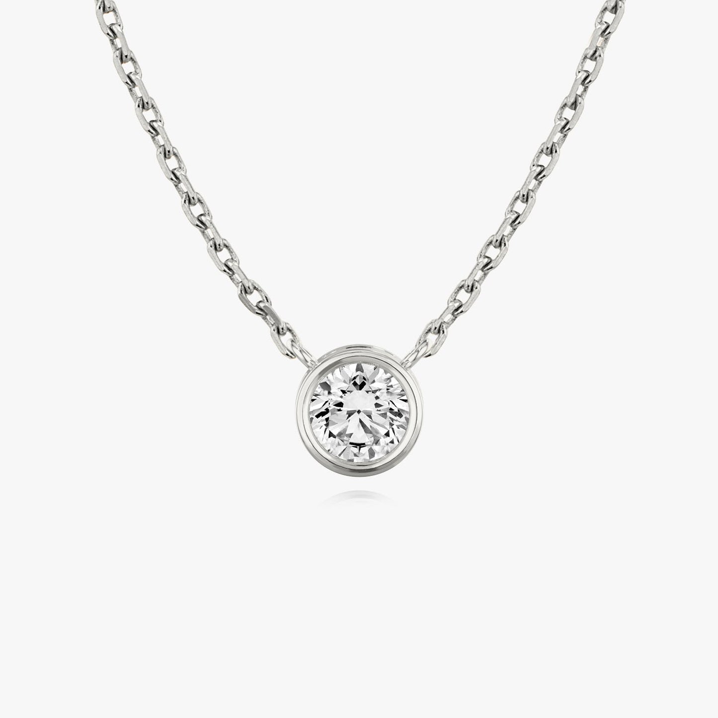 0.10 CT-1.0 CT Round Bezel Solitaire CVD F/VS Diamond Necklace 1