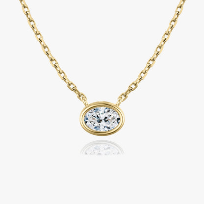 0.25 CT-1.0 CT Oval Bezel Solitaire CVD F/VS Diamond Necklace 4