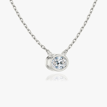 0.25 CT-1.0 CT Oval Bezel Solitaire CVD F/VS Diamond Necklace 2