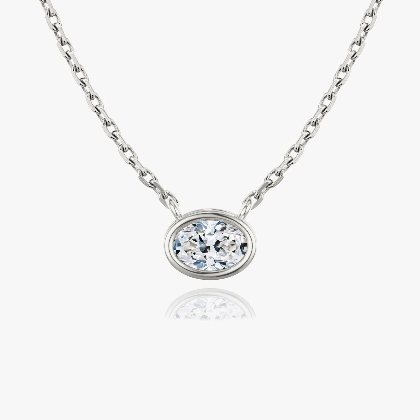 0.25 CT-1.0 CT Oval Bezel Solitaire CVD F/VS Diamond Necklace 1