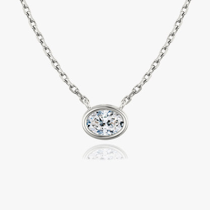 0.25 CT-1.0 CT Oval Bezel Solitaire CVD F/VS Diamond Necklace 1