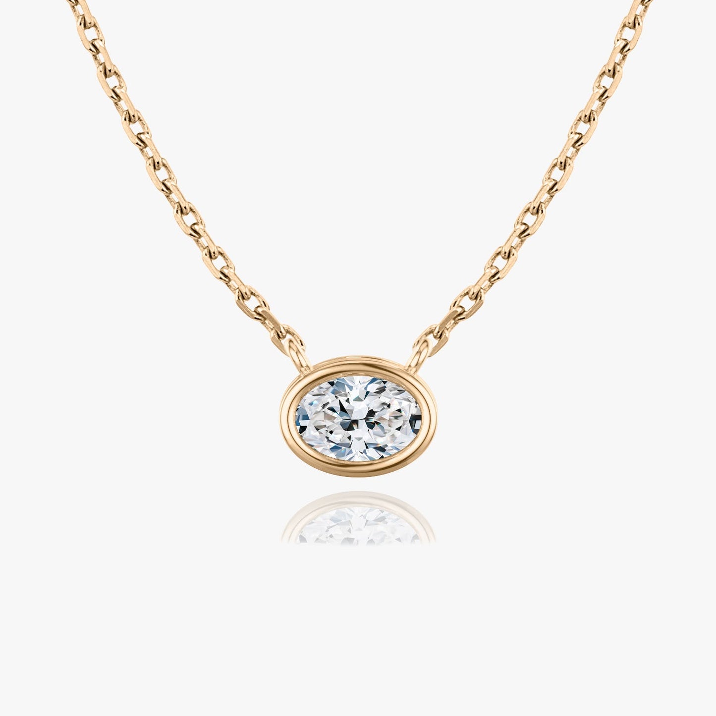 0.25 CT-1.0 CT Oval Bezel Solitaire CVD F/VS Diamond Necklace 8