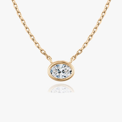 0.25 CT-1.0 CT Oval Bezel Solitaire CVD F/VS Diamond Necklace 8