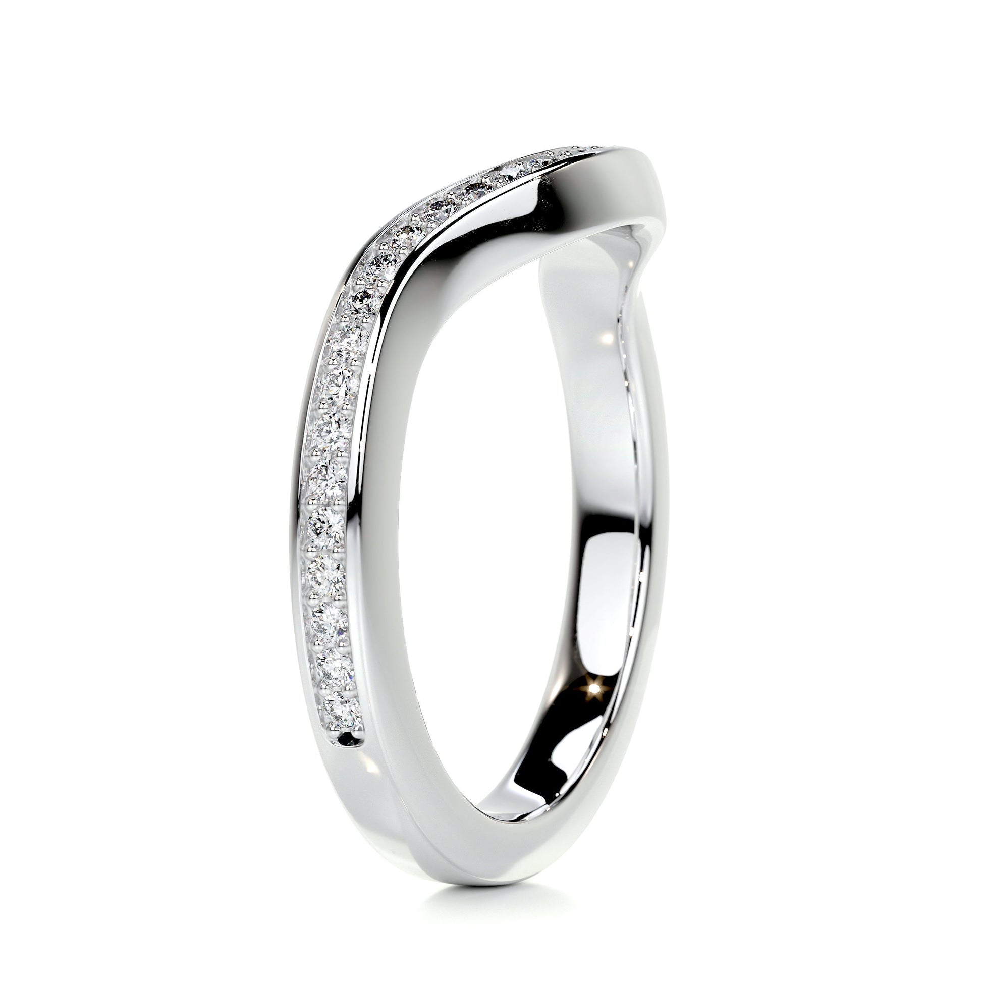 0.3 CT Round Curved CVD EF/VVS Diamond Wedding Band 16