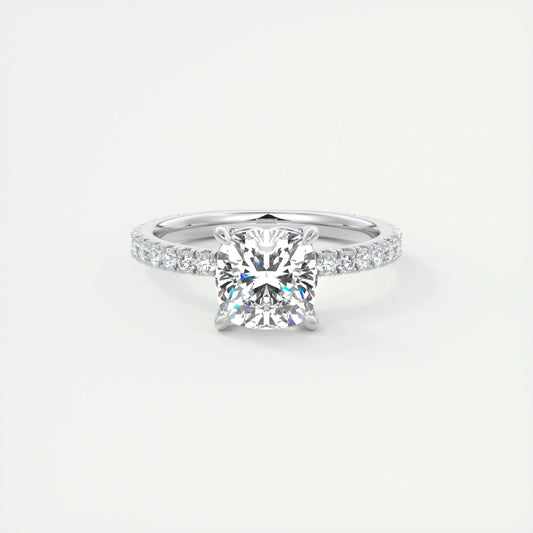 2.15 CT Cushion Cut Solitaire Pave Moissanite Engagement Ring 1