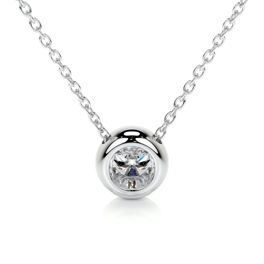 1.0 CT Round Bezel Solitaire CVD F/VS Diamond Necklace 1