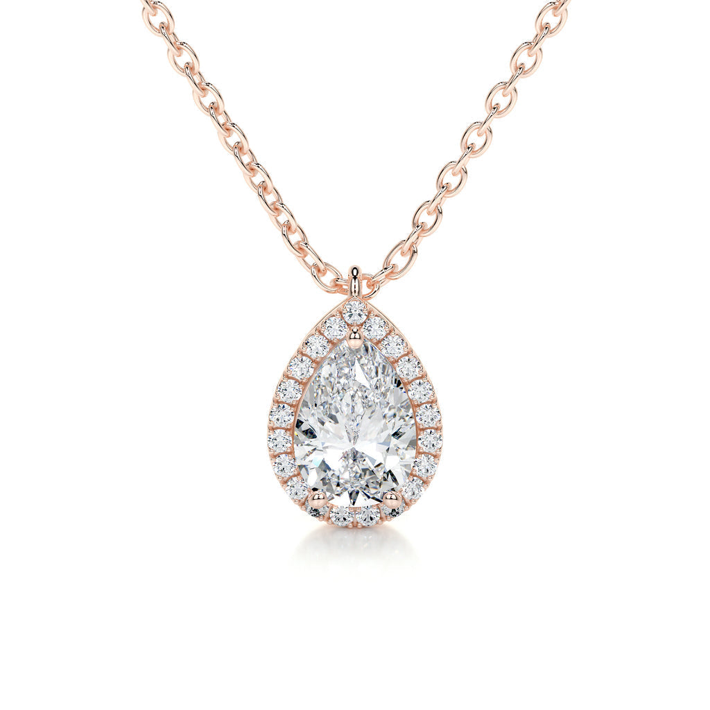 1.50 CT Pear Halo CVD F/VS Diamond Necklace 8