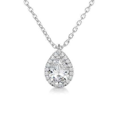 1.50 CT Pear Halo CVD F/VS Diamond Necklace 1