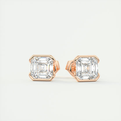 1.0 CT Asscher Solitaire CVD G/VS Diamond Earrings 6