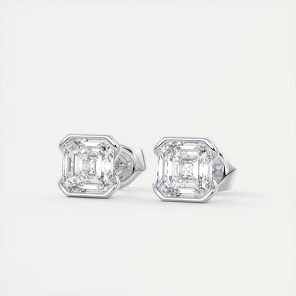 1.0 CT Asscher Solitaire CVD G/VS Diamond Earrings 2