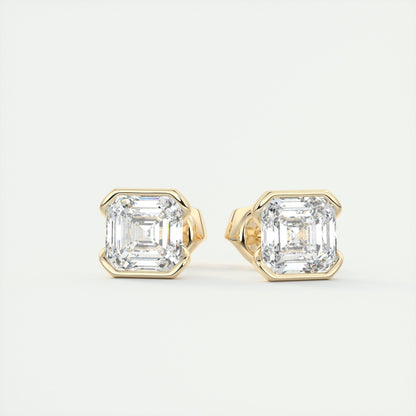 1.0 CT Asscher Solitaire CVD G/VS Diamond Earrings 5