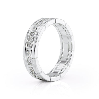 Round Shaped Stones Wedding Band For Men 4