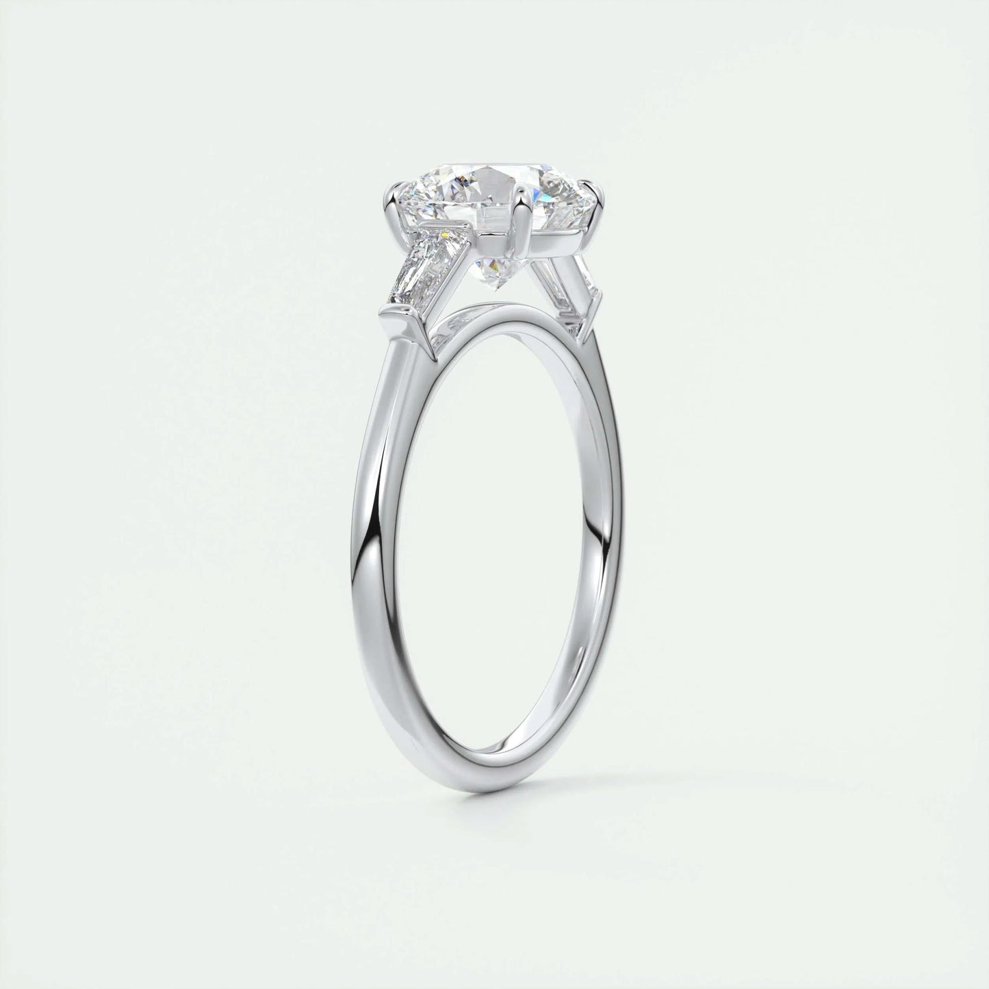 2.0 CT Round Cut Three Stone Moissanite Engagement Ring 7