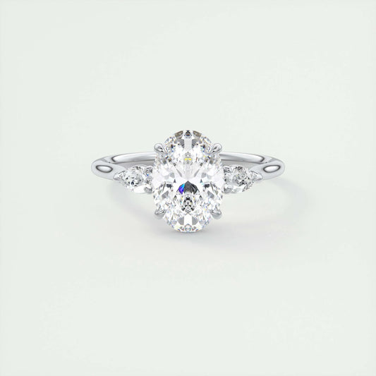 1.91 CT Oval Cut Three Stone Moissanite Engagement Ring 1