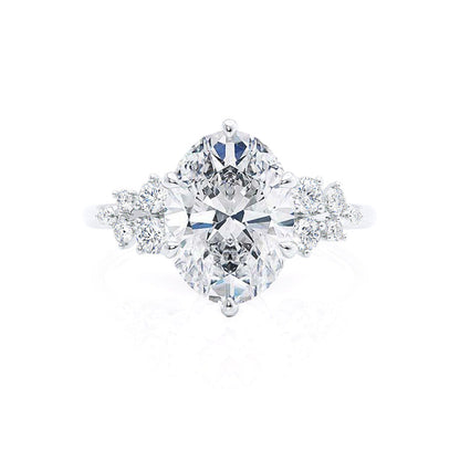 2.52 CT Oval Shaped Moissanite Cluster Style Engagement Ring 2