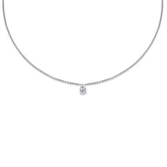 0.30 CT-1.0 CT Pear Solitaire CVD F/VS Diamond Necklace 1