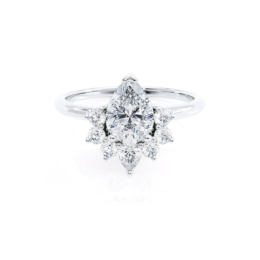 1.20 CT Pear Shaped Moissanite Cluster Style Engagement Ring 1