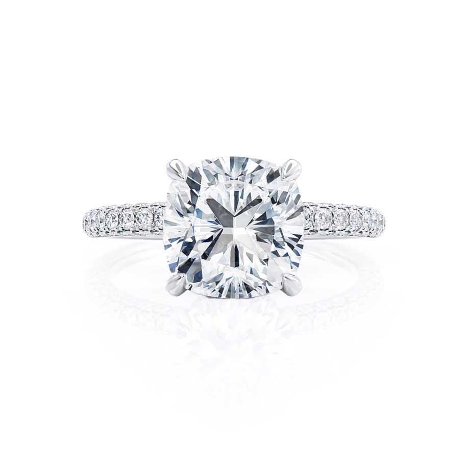 1.10 CT Cushion Shaped Moissanite Hidden Halo Style Engagement Ring 5