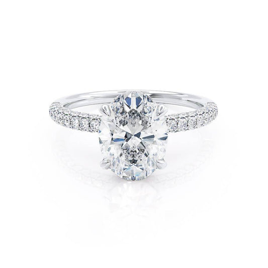 1.50 CT Oval Shaped Moissanite Hidden Halo Style Engagement Ring 2