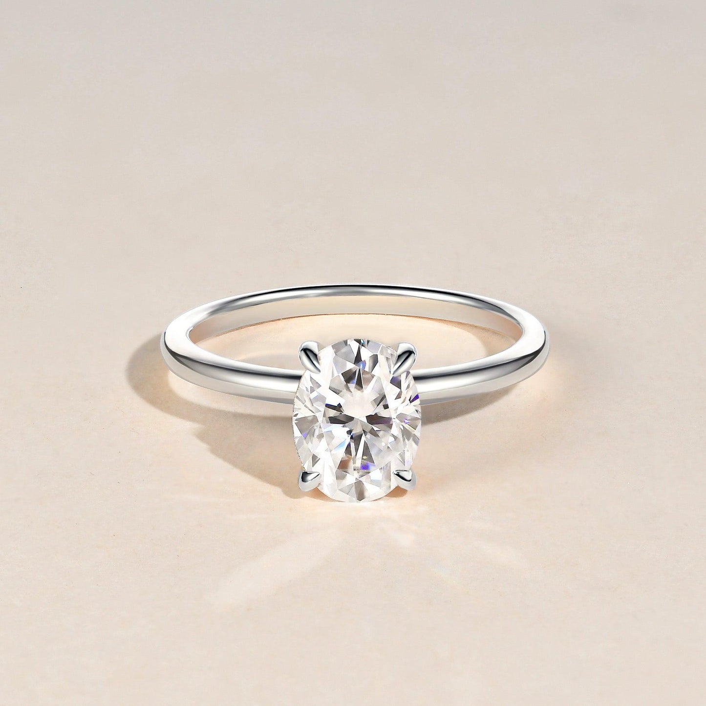 1.33 CT Oval Cut Solitaire Moissanite Engagement Ring 1