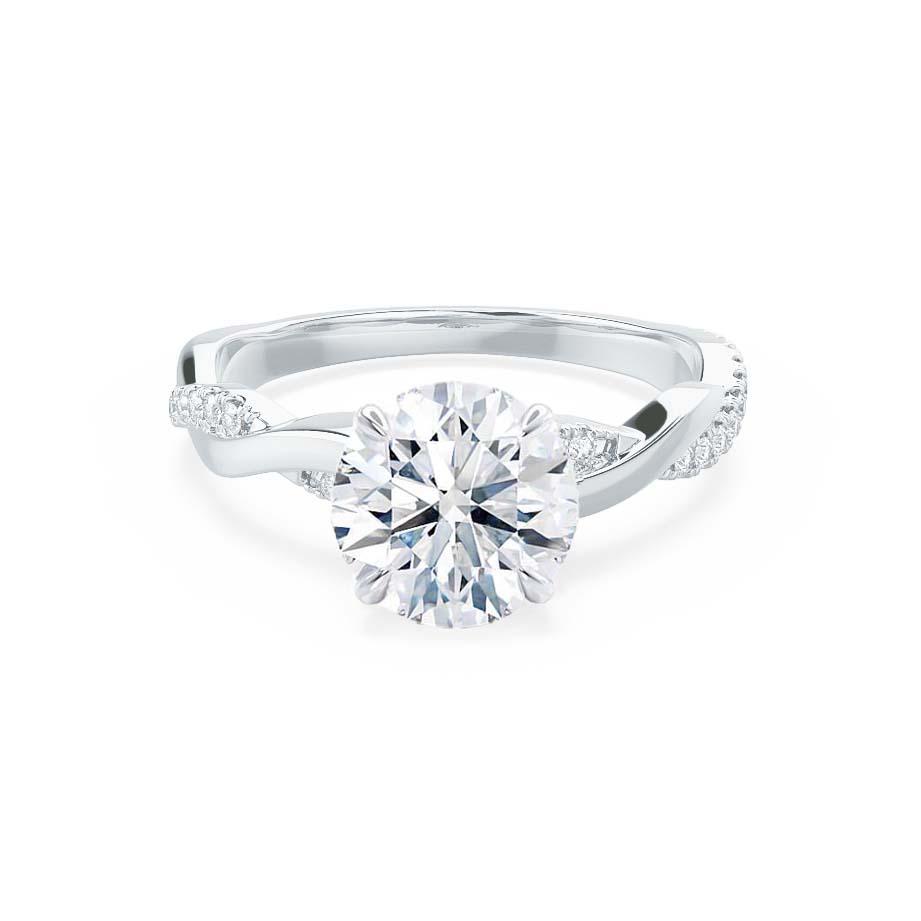 0.75 CT Round Solitaire Twisted CVD E/VVS2 Diamond Engagement Ring 1