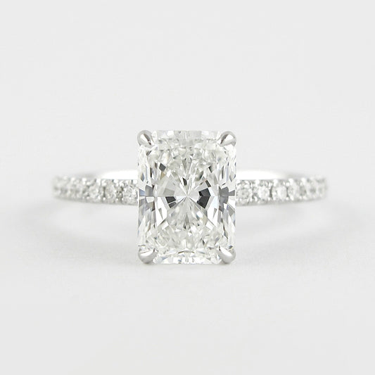 1.8 CT Radiant Solitaire & Pave Moissanite Engagement Ring 1