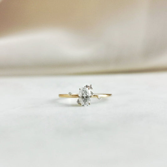 0.50 CT Oval Shaped Moissanite Cluster Engagement Ring 1