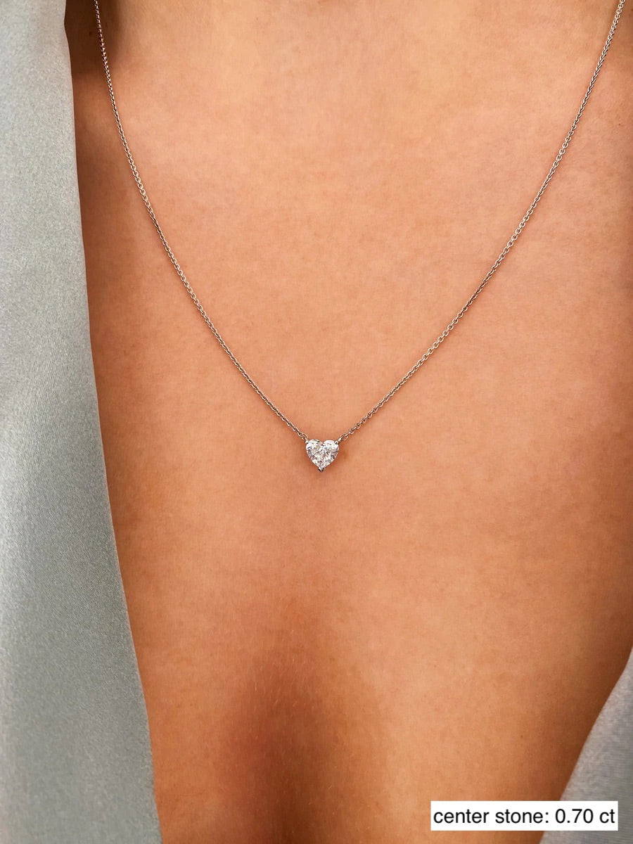 0.7 CT Heart Solitaire CVD F/VS Diamond Necklace 4