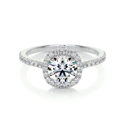 1.0 CT Round Halo CVD E/VS2 Diamond Engagement Ring 1