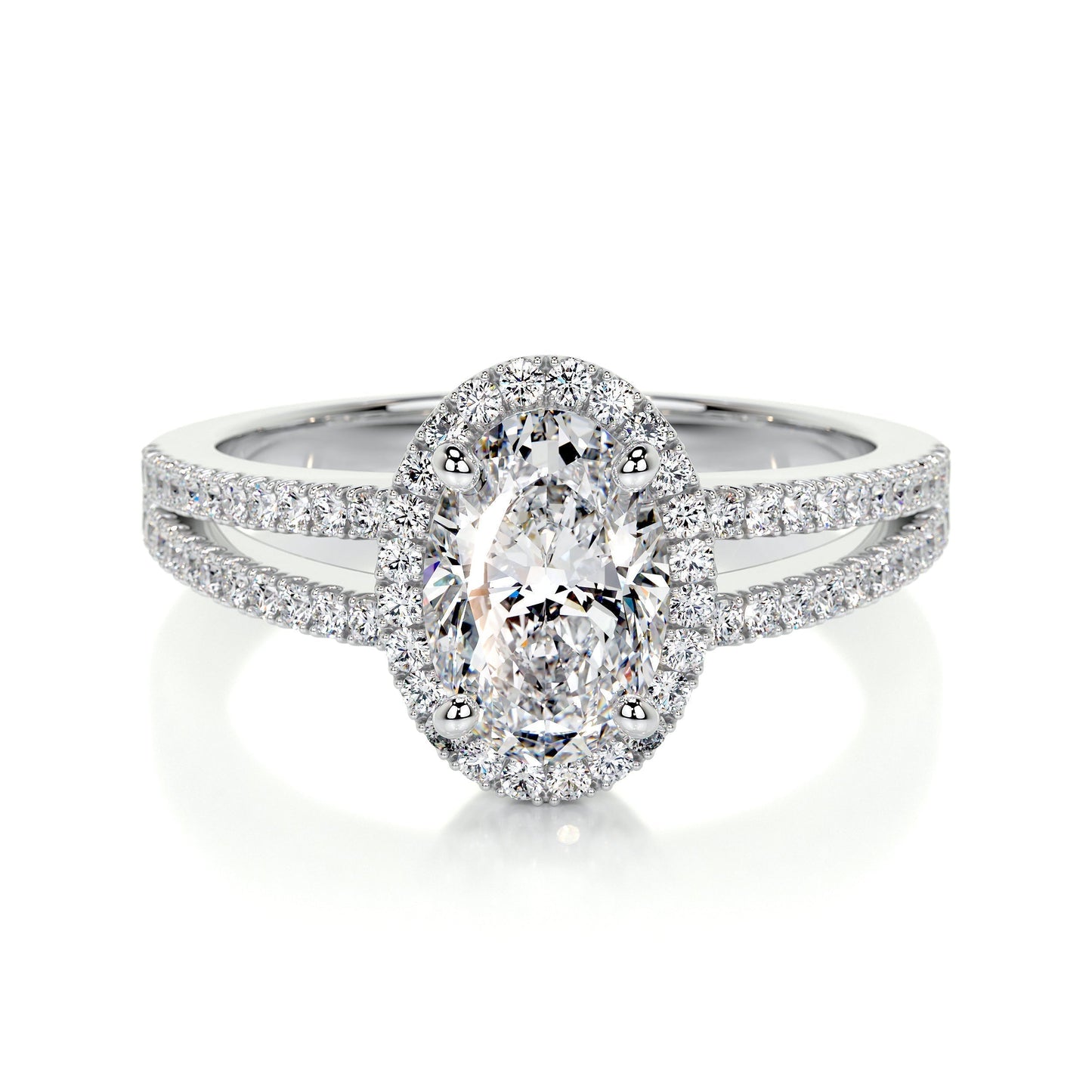 0.90 CT Oval Halo CVD H/SI1 Diamond Engagement Ring 1