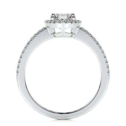 0.90 CT Oval Halo CVD H/SI1 Diamond Engagement Ring 5