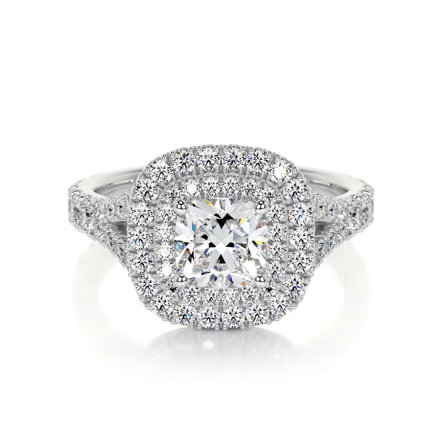 1.0 CT Cushion Double Halo CVD D/VS1 Diamond Engagement Ring 1