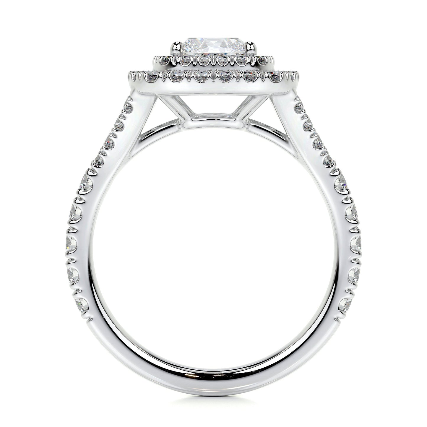 1.0 CT Cushion Double Halo CVD D/VS1 Diamond Engagement Ring 7