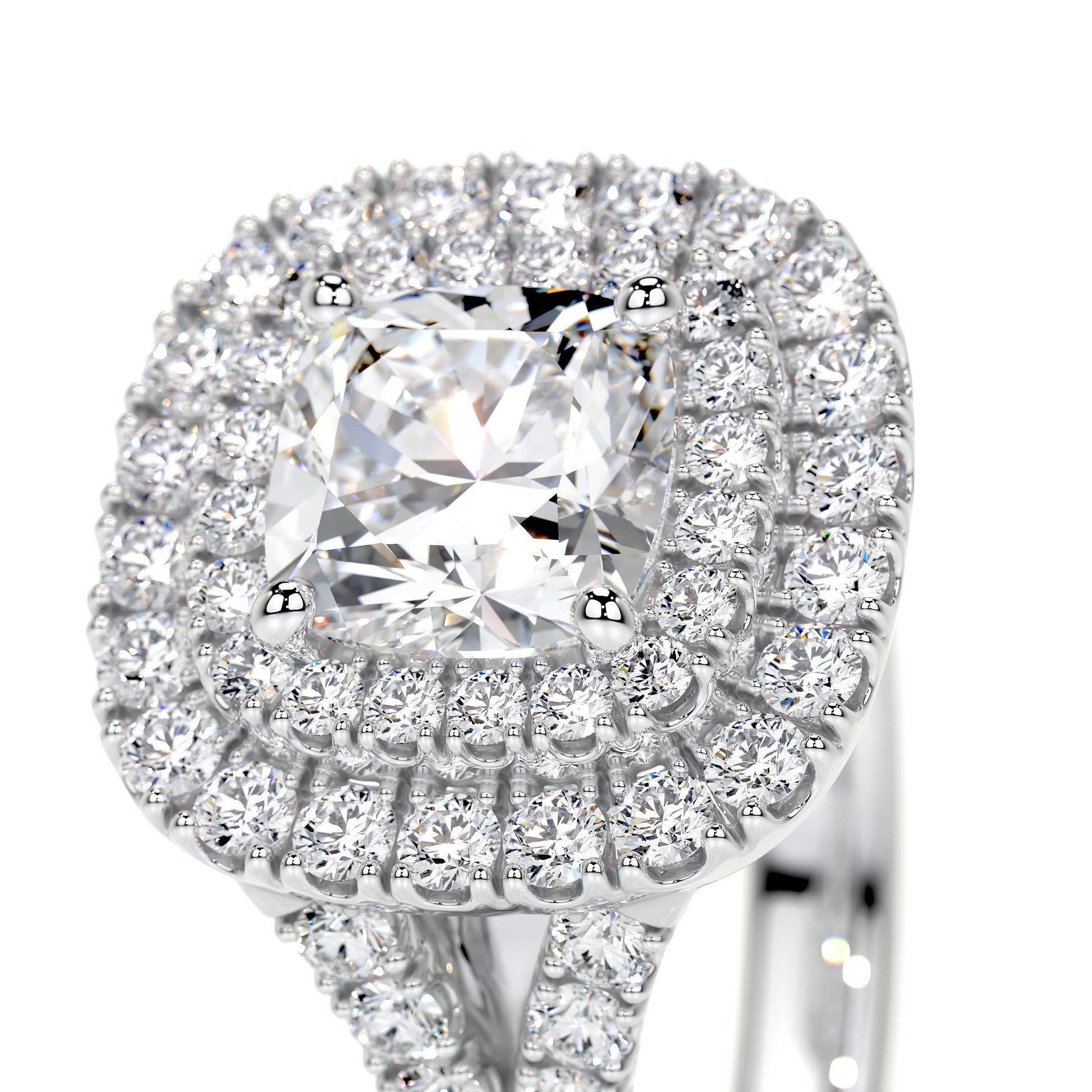 1.0 CT Cushion Double Halo CVD D/VS1 Diamond Engagement Ring 5