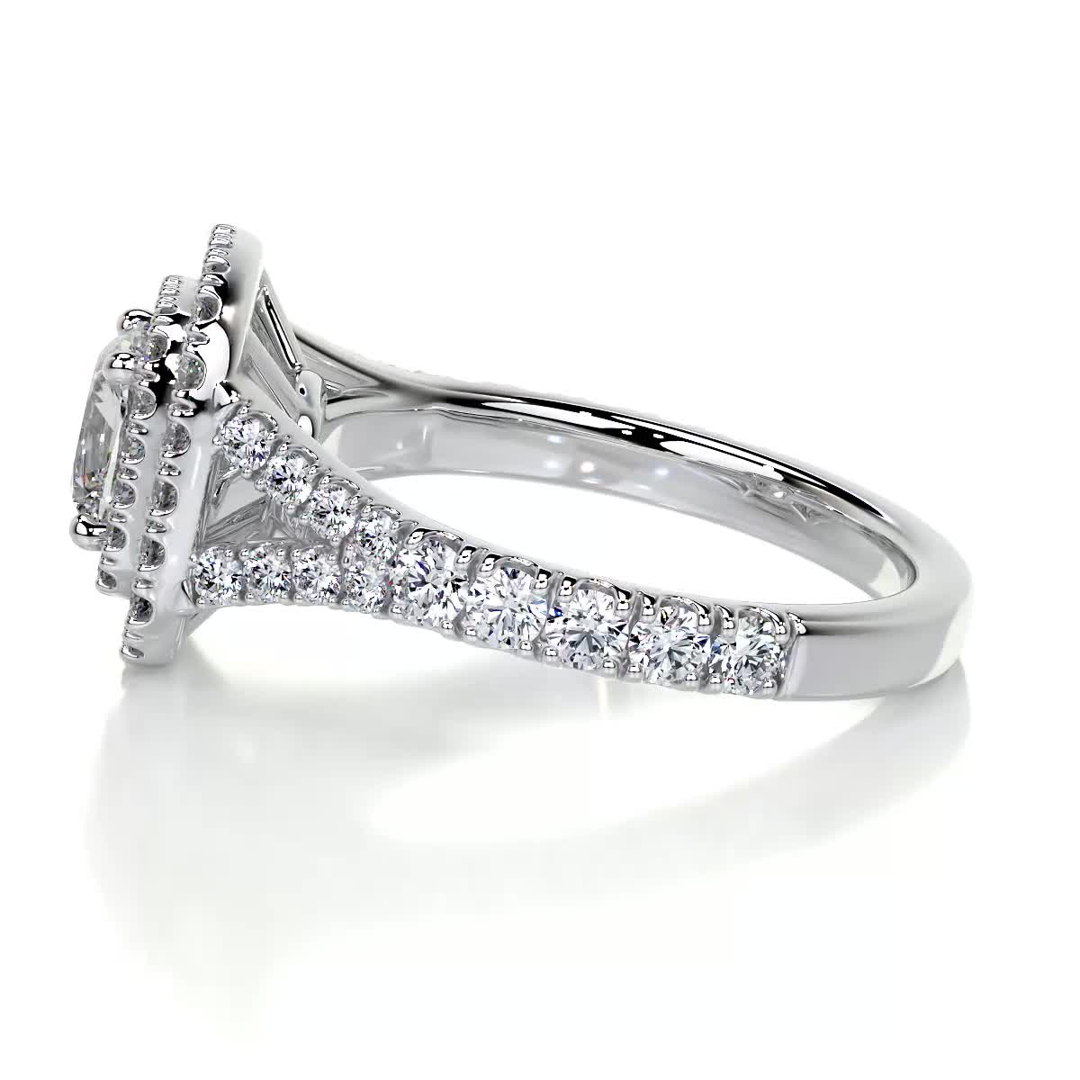 1.0 CT Cushion Double Halo CVD D/VS1 Diamond Engagement Ring 6