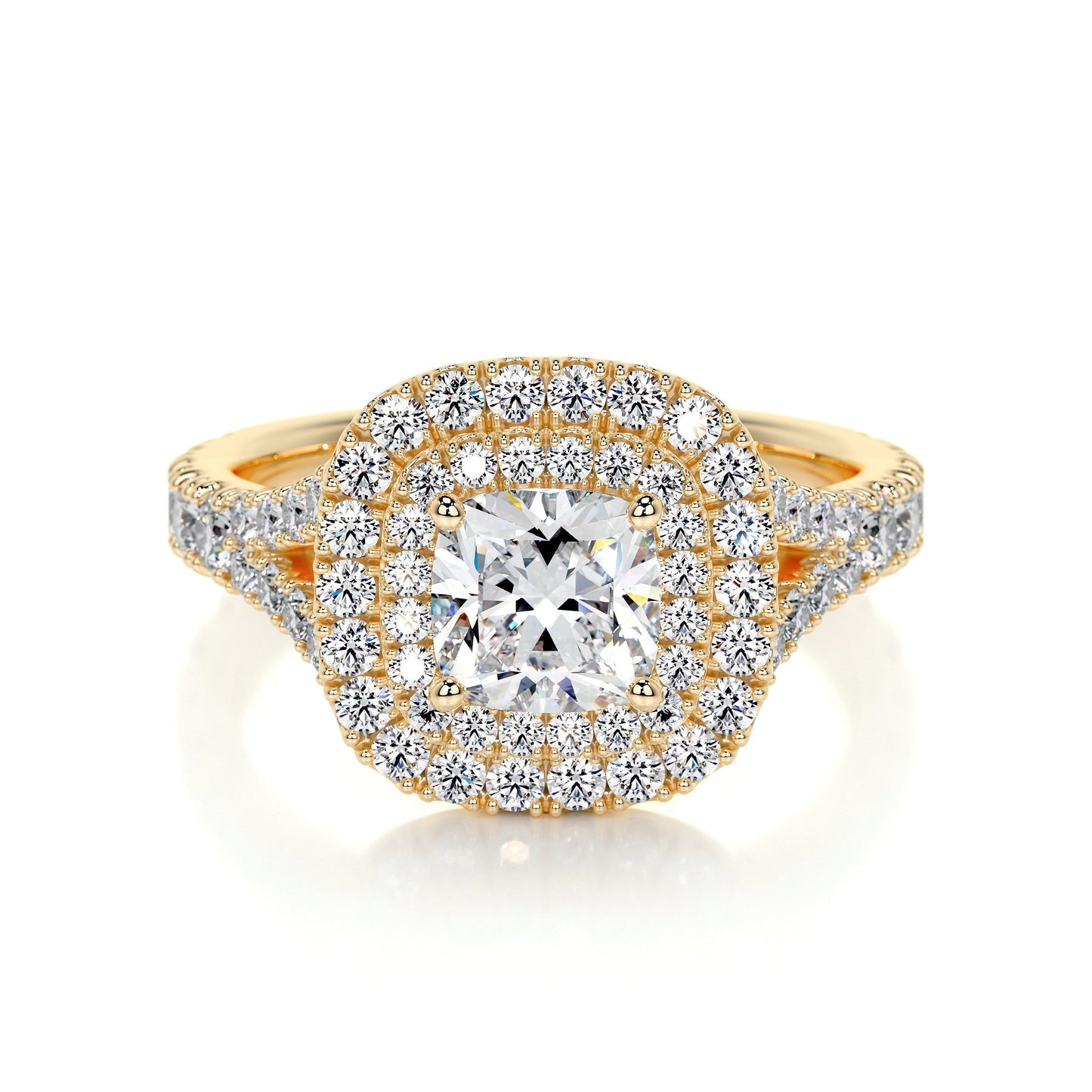 1.0 CT Cushion Double Halo CVD D/VS1 Diamond Engagement Ring 9