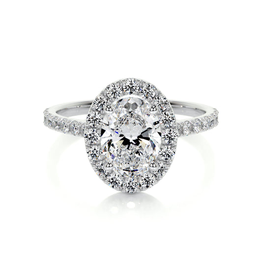 1.0 CT Oval Halo CVD F/VS2 Diamond Engagement Ring 1