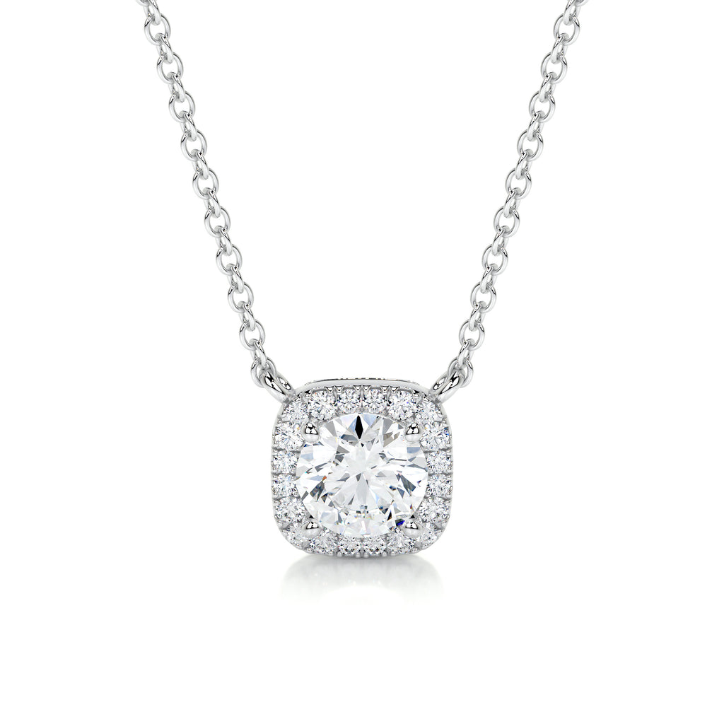 1.0 CT Round Halo CVD F/VS Diamond Necklace 3