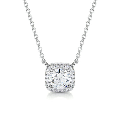 1.0 CT Round Halo CVD F/VS Diamond Necklace 3