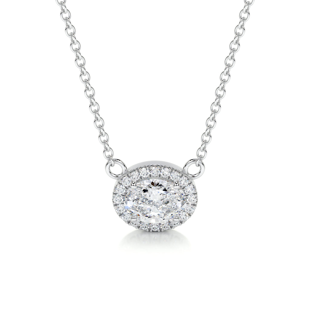 1.0 CT Oval Halo CVD F/VS Diamond Necklace 1