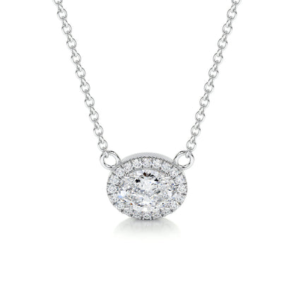 1.0 CT Oval Halo CVD F/VS Diamond Necklace 1