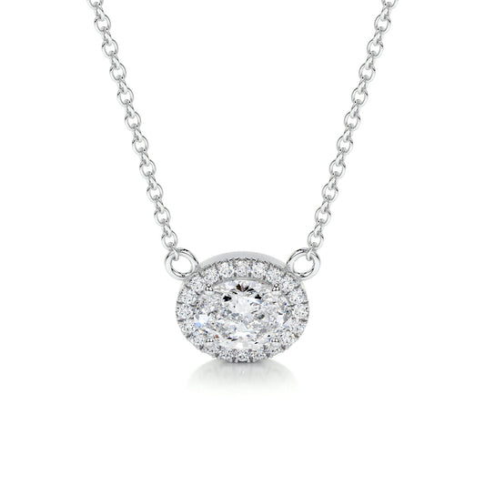 1.0 CT Oval Halo CVD F/VS Diamond Necklace 1