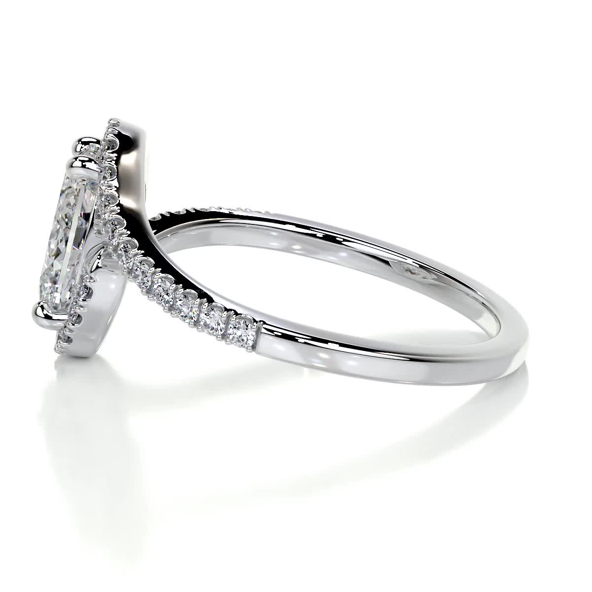 1.0 CT Oval Bypass Setting CVD E/VS1 Diamond Engagement Ring 4